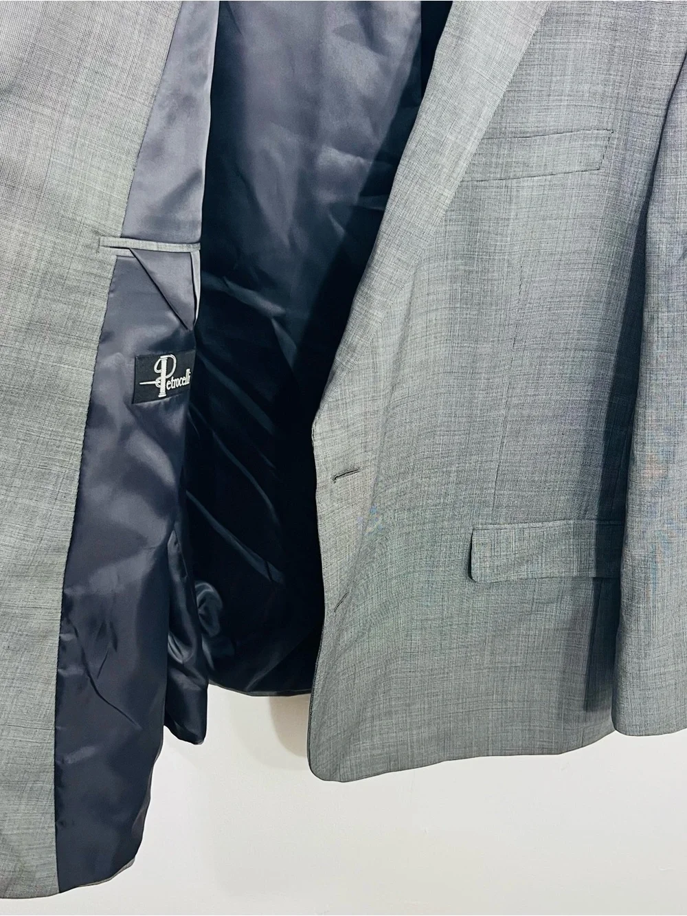 Vintage Petrocelli Men's Wool Stretch Blazer Jacket Gray 54L 56L 3XL 4XL